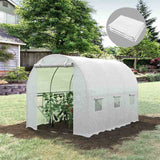 Outsunny 3 x 2 x 2m Greenhouse Replacement Cover ONLY Winter Garden Plant PE Cover for Tunnel Walk-in Greenhouse with Roll-up Windows Door Outdoor, White