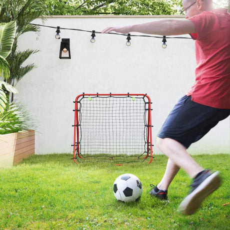 HOMCOM Double Sided Football Rebounder Net, Football Rebound Goal with Five Adjustable Angles, Red