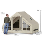 Outsunny Inflatable Camping Tent with Pump and Stove Jack Hole, Easy Setup 2-4 Person Blow Up Tent, Waterproof Luxury Inflatable Tent with Mesh Windows, Doors, Hook and Carry Bag, Beige