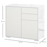 HOMCOM High Gloss Frame Sideboard, Side Cabinet, Push-Open Design with 2 Drawer for Living Room, Bedroom, White