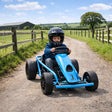 HOMCOM 24V Drift Kart, Electric Ride-On Racing Go Kart w/ 2 Speeds, Steering Wheel, Pedals for Kids Aged 8-12, Blue