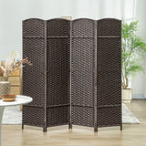 HOMCOM 4 Panel Folding Room Divider, Freestanding Privacy Screen for Living Room, Bedroom and Office, 160 x 170cm, Brown