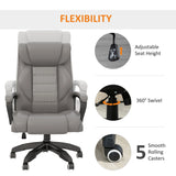 Vinsetto Office Chair with 6-Point Maaage and Back Heat, PU Desk Chair with Padded Seat and Armrest, Computer Chair with Tilt Function for Home, Grey
