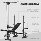 HOMCOM Adjustable Weight Bench with Pulley System, Incline Bench Press Set with Squat Rack, Leg Developer, Butterfly and Weight Storage, for Home Gym Full Body Workout