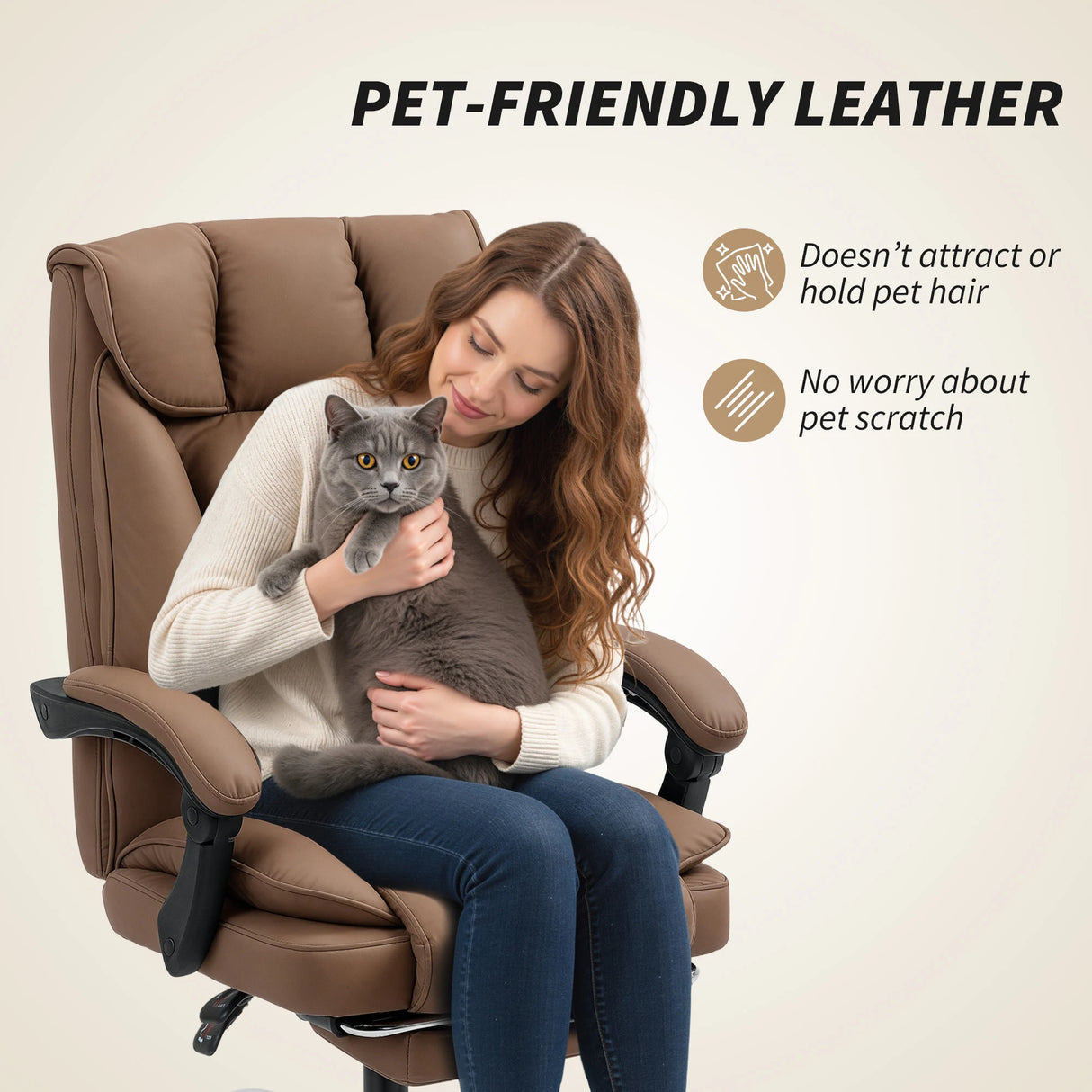 HOMCOM 155 Reclining Faux Leather Swivel Office Chair - Brown