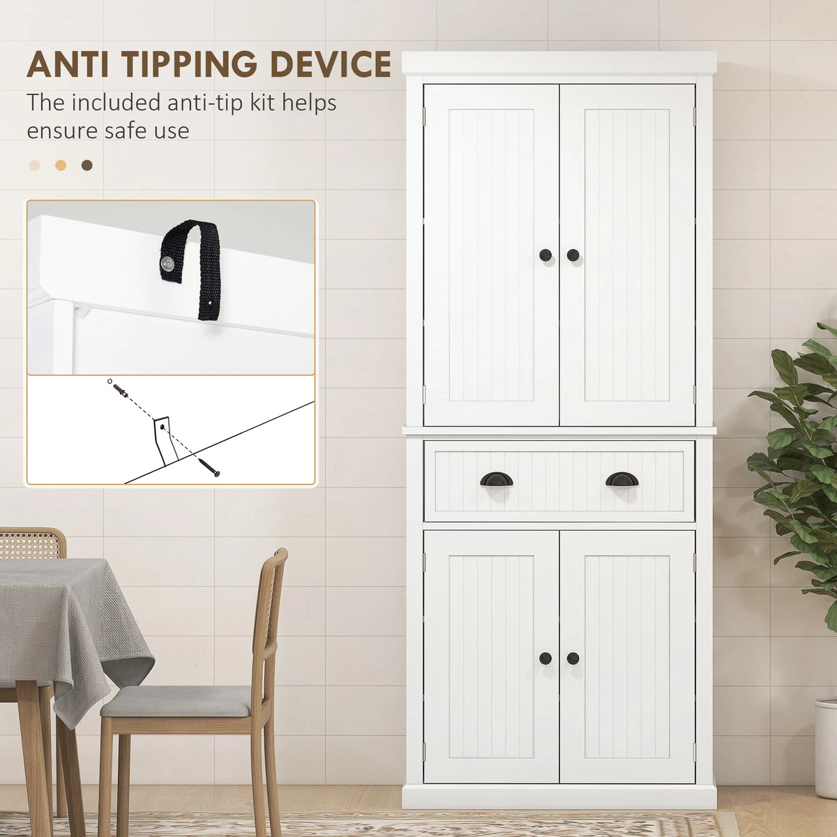 HOMCOM Freestanding Multi-Storage Kitchen Cabinet - White