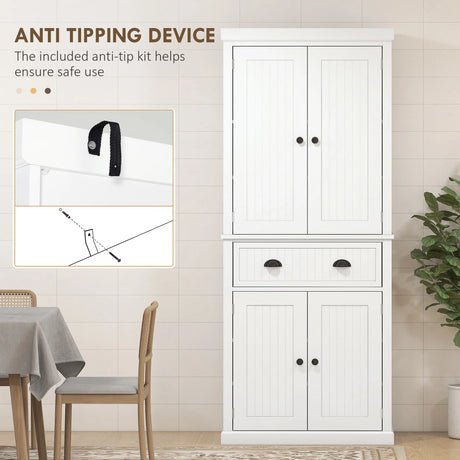 HOMCOM Freestanding Multi-Storage Kitchen Cabinet - White