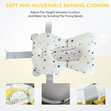 HOMCOM Foldable Baby Bathtub Set, Collapsible Bath Tub with Thermostatic Water Plug, Non-Slip Support, Cushion Pad, Drain Plugs, for Newborn to 3 Years - Yellow