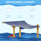 Outsunny Kids Wooden Sandpit, Children Sandbox Pirate Ship, Sandboat Play Station for Outdoor w/ Canopy Shade Storage Bench Bottom Liner