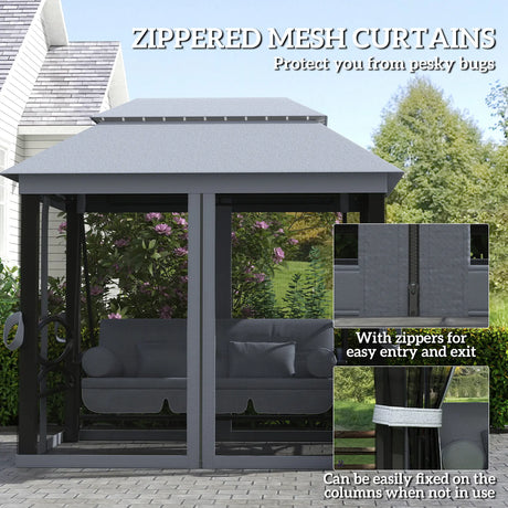 Outsunny 3 Seater Swing Chair Hammock Gazebo Lounger Cushioned Seat Waterproof Grey