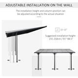Outsunny 4.35 x 3m Outdoor Patio Gazebo Pergola, Retractable Pergola Canopy Aluminum Post & PC Roof,  Grey