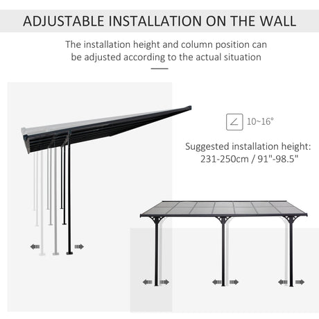 Outsunny 4.35 x 3m Outdoor Patio Gazebo Pergola, Retractable Pergola Canopy Aluminum Post & PC Roof,  Grey
