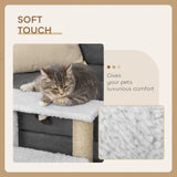 PawHut Pet Stair with 3-step Climb Ladder, Scratching Posts, Platforms, Toy Ball, for Indoor Elderly Cats Kittens, White