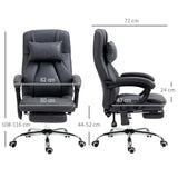Vinsetto Office Chair with Lumbar Massage, 135° Reclining Computer Chair with Adjustable Headrest, Retractable Footrest, 10cm Double Padded Seat, Microfiber Fabric, Metal Base, Dark Grey