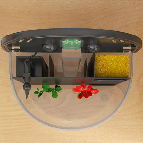 PawHut 3L Small Fish Tank with Filter System, LED Light, Small Fish Tank for Betta, Goldfish, Shrimp, Black