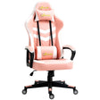 Vinsetto Gaming Chair, Computer Desk Chair with Lumbar Support, Faux Leather Racing Chair with Headrest and Swivel Wheels for Home Office, Pink