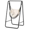 Outsunny Hammock Chair with Stand, Hammock Swing Chair with Cushion, Cream White