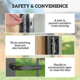 Outsunny Galvanised Steel Garden Gate, Outdoor Fence Gate Security Barrier with Lock, Keys and Handle, Outdoor Entrance Way Door with Classic Finials, 105 x 204 cm, Black