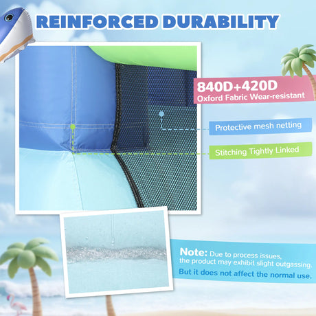 AIYAPLAY Inflatable Bouncy Castle for Kids, Sharks Theme Jumping Bounce House with Slide, Climbing Wall for Indoor Outdoor