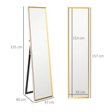HOMCOM 157 x 37cm Elegant Full-Length Mirror - White/Gold-Tone