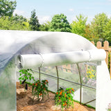 Outsunny 4 x 3 x 2m Greenhouse Replacement Cover ONLY Winter Garden Plant PE Cover for Tunnel Walk-in Greenhouse with Roll-up Windows Door Outdoor, White