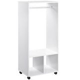 HOMCOM Open Wardrobe for Bedroom, Small Wardrobe on Wheels with Clothes Rail, Storage Shelves, Mobile Garment Rack for Clothes Storage, Cloakroom, Hallway, White