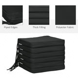 Outsunny Set of 6 Chair Cushion Seat Pads Dining Chair w/ Straps Indoor Outdoor Removable Tie On Garden Patio, Black