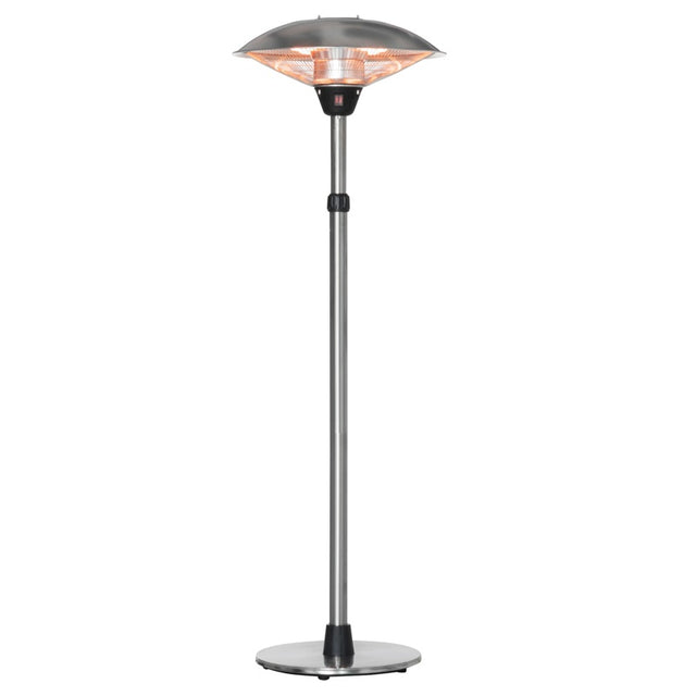 Outsunny 3KW Electric Patio Heater with 3 Heat Settings, Freestanding Infrared Outdoor Heater with Adjustable Height and 5M Extra Long Power Lead, Aluminium Alloy, Silver