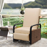 Outsunny 140 Reclining Rattan Armchair - Brown/Khaki