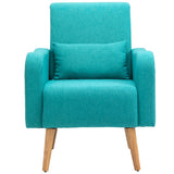 HOMCOM Accent Chair, Linen-Touch Armchair, Upholstered Leisure Lounge Sofa for Living Room, Club Chair with Wooden Frame, Teal