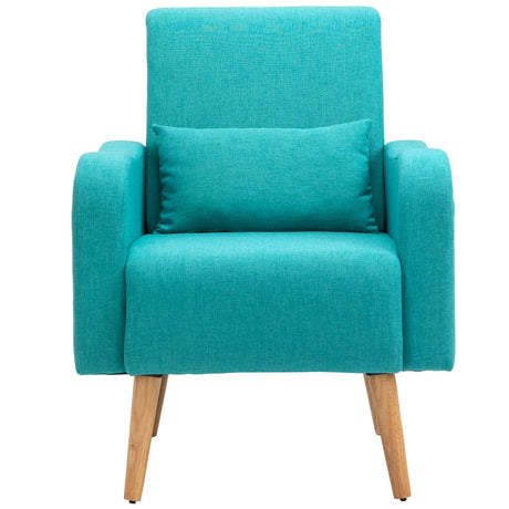 HOMCOM Accent Chair, Linen-Touch Armchair, Upholstered Leisure Lounge Sofa for Living Room, Club Chair with Wooden Frame, Teal