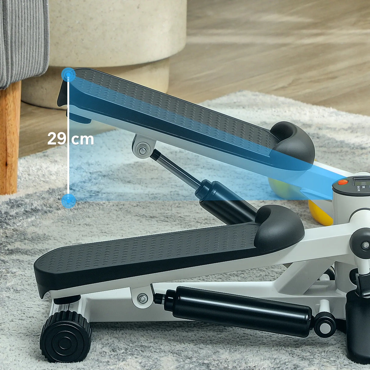 SPORTNOW Mini Stepper Machine, with LCD Monitor, Non-Slip Pedals, White