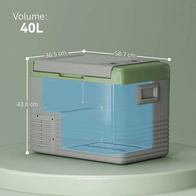 Outsunny 40L Portable Car Refrigerator - Light Green and Grey
