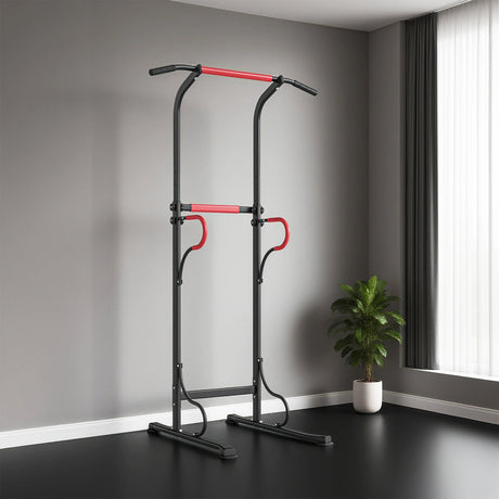 HOMCOM Steel Multi-Use Exercise Power Tower Pull Up Station Adjustable Height W/ Grips