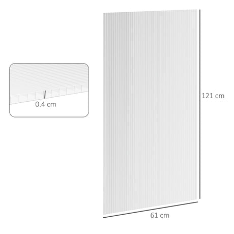 Outsunny 14 Pieces Polycarbonate Sheets, 121 x 61 x 0.4cm Twin-Wall Plastic Roofing Sheets, 10m2 Replacement Greenhouse Panels, Waterproof and UV Protection, Clear