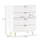 HOMCOM Elegant Four-Drawer Bedside Table - White