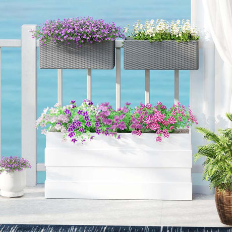 Outsunny Set of Two Rattan-Effect Planters - Grey