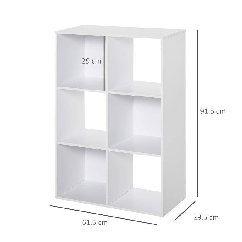 HOMCOM 3-tier 6 Cubes Storage Unit Particle Board Cabinet Bookcase Organiser Home Office Shelves White