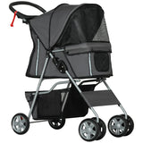 PawHut Foldable Pet Stroller for Small and Miniature Dog, Dark Grey