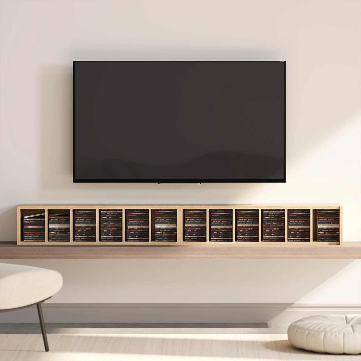 HOMCOM Set of 2 CD Media Display Shelf Unit Tower Rack with Adjustable Shelves, Oak