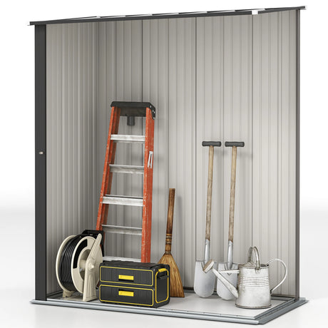 Outsunny 5.3 x 3.1ft Corrugated Steel Garden Shed - Light Grey