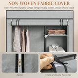 HOMCOM Fabric Wardrobe, Portable Wardrobe with 6 Shelves, 1 Hanging Rail, Foldable Closets, 103 x 43 x 162.5 cm, Light Grey