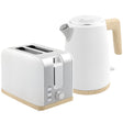 HOMCOM Kettle and Toaster Set, 1.7L 3000W Fast Boil Kettle & 2 Slice Toaster Kitchen Set with 7 Level Browning Controls, Defrost, Reheat, Auto Off, Boil-dry Protection, White