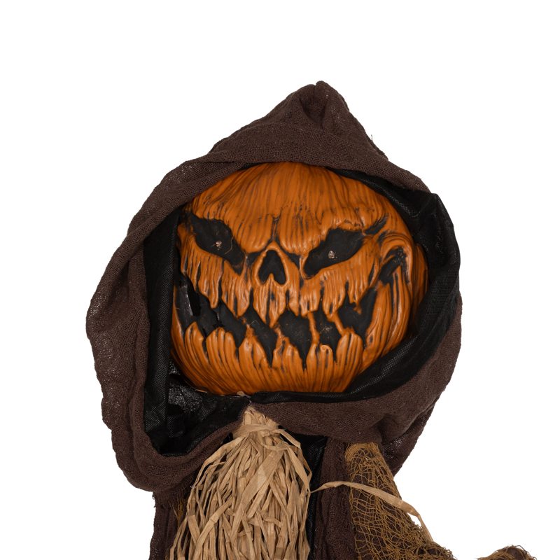 HOMCOM 198cm 78" Straw Pumpkin Halloween Decoration, Halloween Prop with Light Up Eyes, for Haunted House Indoor Outdoor Decor