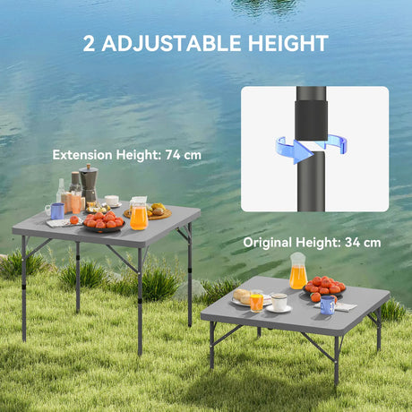 Outsunny 34/74cm Folding Camping Table, with Handle - Grey