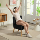 HOMCOM Modern Accent Chair, Fabric Living Room Chair with Rubber Wood Legs and Thick Padding, Black