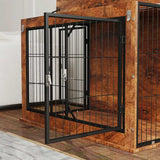 PawHut Dog Crate Furniture with Flip-up Top, 2 Doors, for Large Dogs, 98 x 60 x 65.5cm, Rustic Brown