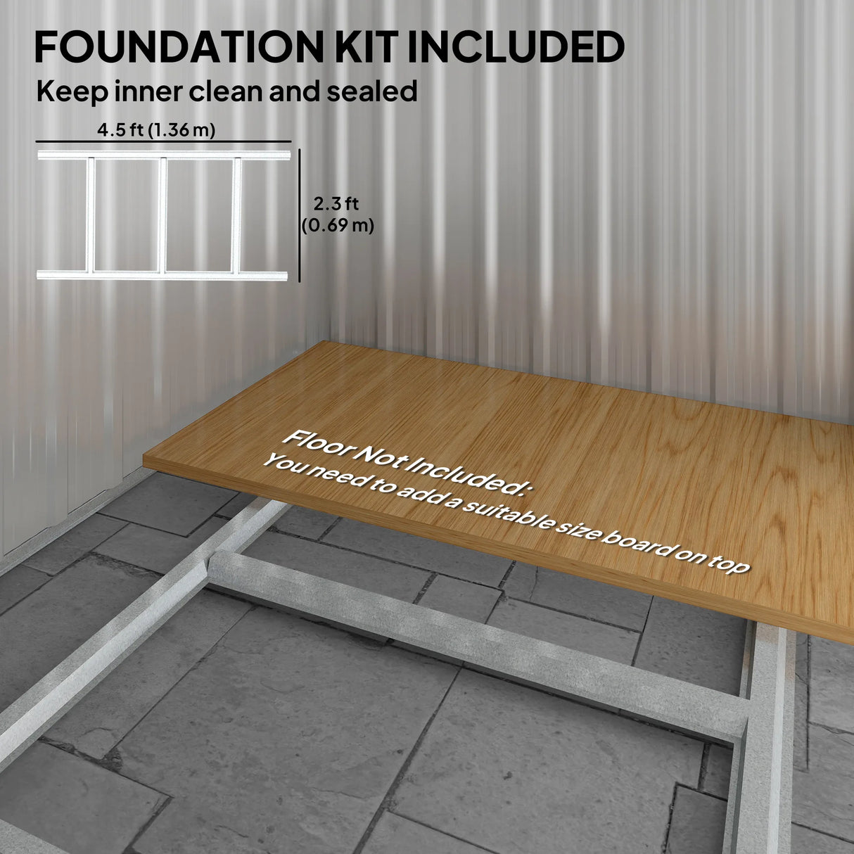 Outsunny 4.3 x 5ft Outdoor Garden Storage Shed - Grey Wood Effect