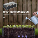 Outsunny Set of 2 Raised Beds for Garden, Galvanised Outdoor Planters for Herbs Vegetables, Use for Patio Balcony, Grey