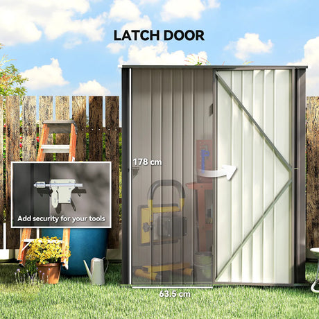 Outsunny 5.3 x 3.1ft Corrugated Steel Garden Shed - Light Grey
